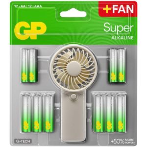 GP SUMMER PACK Алкални батерии  Super AA x 12 бр. + Super AAA x 12 бр. + Fan/ Вентилатор/  GP BATTERIES 1