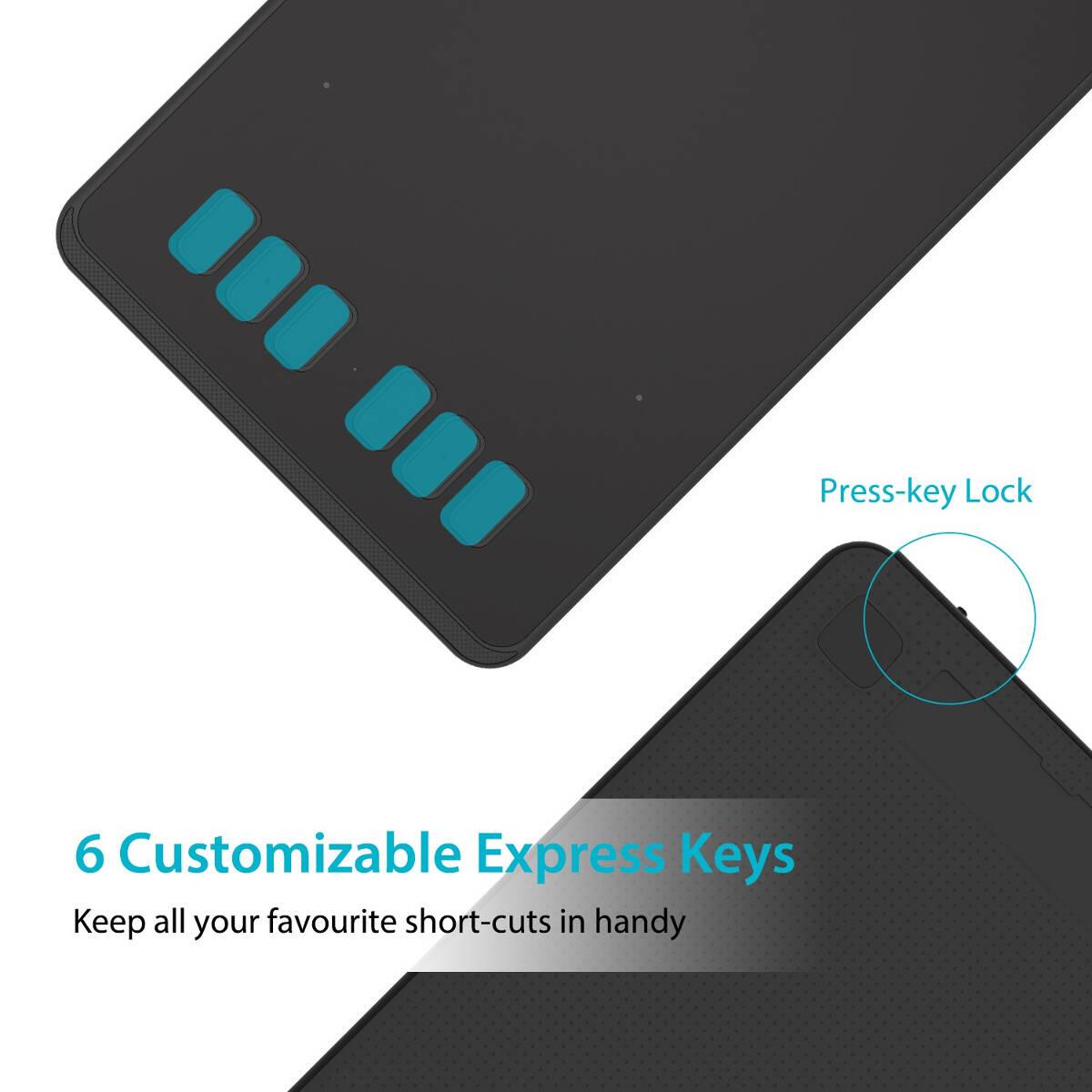 Графичен таблет HUION Inspiroy H640P, USB, Черен 3