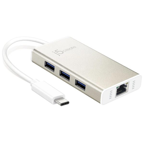 Хъб 3-портов J5create JCH471, USB-C 3.1, USB-A 3.0, Gigabit Ethernet 2