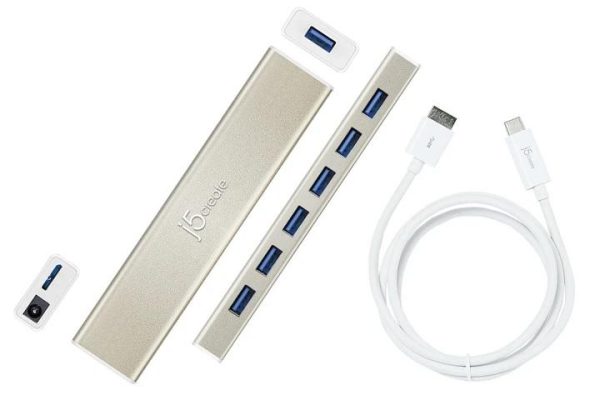 Хъб 7-портов J5 Create USB-C JCH377, USB 3.0, 1:7, Бял 2