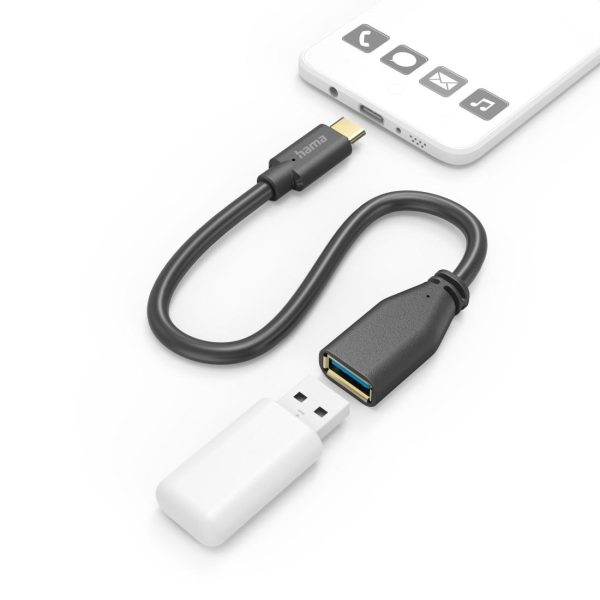 HAMA Адаптер OTG  USB-C мъжко - USB-A женско, 0.15m, черен 1