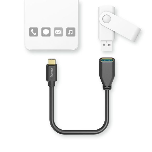 HAMA Адаптер OTG  USB-C мъжко - USB-A женско, 0.15m, черен 2