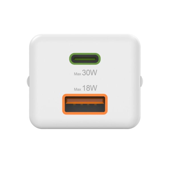 HAMA Бързо мини Gan зарядно, 30 W, 1x USB-C, 1x USB-A, PD, бял 14