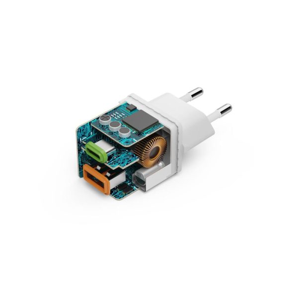 HAMA Бързо мини Gan зарядно, 30 W, 1x USB-C, 1x USB-A, PD, бял 16