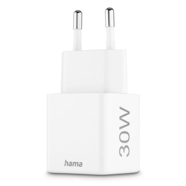 HAMA Бързо мини Gan зарядно, 30 W, 1x USB-C, 1x USB-A, PD, бял 5