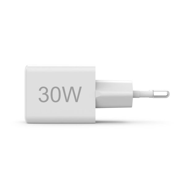 HAMA Бързо мини Gan зарядно, 30 W, 1x USB-C, 1x USB-A, PD, бял 6