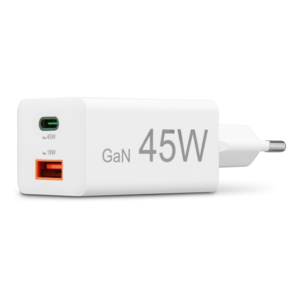 HAMA Бързо мини зарядно, 45 W, 1x USB-C - 1x USB-A, PD, бяло 12