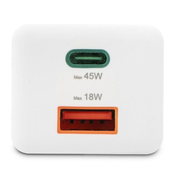 HAMA Бързо мини зарядно, 45 W, 1x USB-C - 1x USB-A, PD, бяло 13