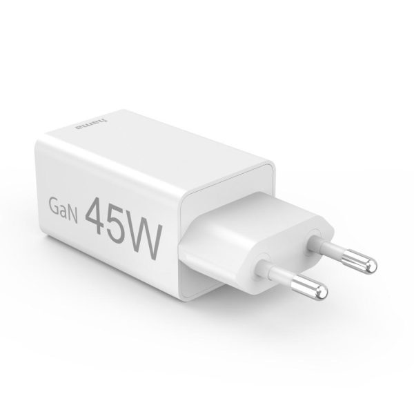 HAMA Бързо мини зарядно, 45 W, 1x USB-C - 1x USB-A, PD, бяло 3