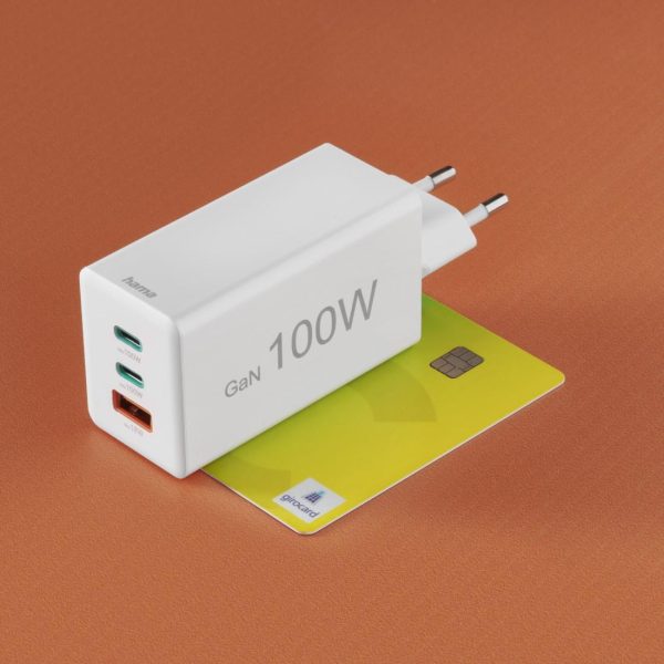HAMA Бързо зарядно 220V, 100 W GaN, 2x USB-C PD, 1x USB-A QC 11