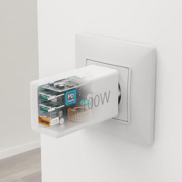 HAMA Бързо зарядно 220V, 100 W GaN, 2x USB-C PD, 1x USB-A QC 12