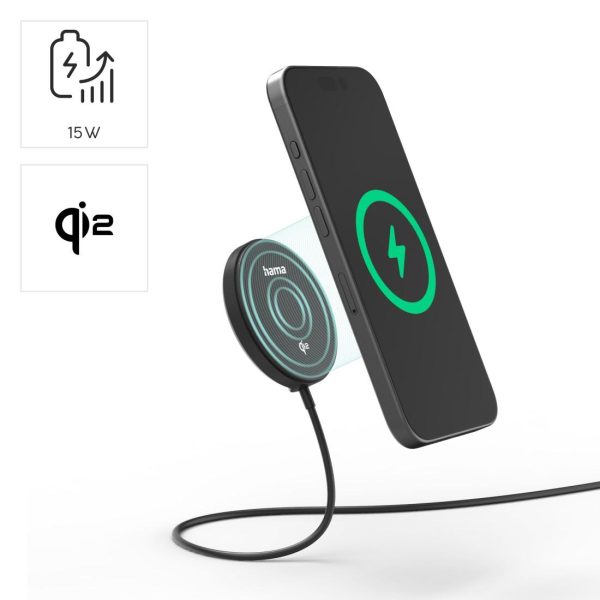 HAMA Безжично зарядно устройство Qi2, 15 W, черно, за Apple 11