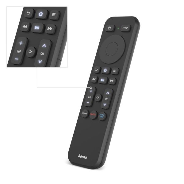 HAMA Дистанционно управление за TV + Netflix, Prime Video, бутони Disney+, програмируемо 6