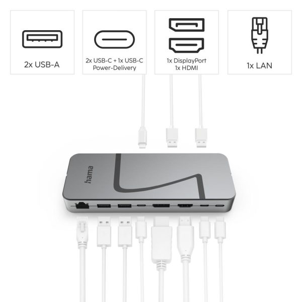 HAMA Докинг станция "Connect2Office Speed", USB4, USB-C, PD, 40 Gbit/s, 10 порта 7