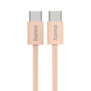 HAMA Кабел за зареждане "Fabric", USB-C - USB-C, 1 m, Nylon, оранжев 1