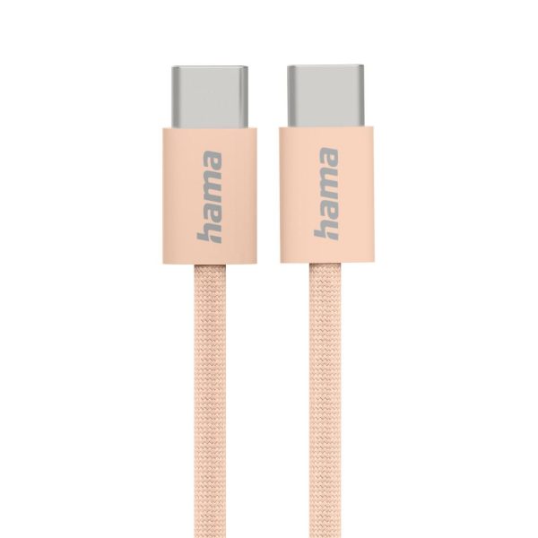 HAMA Кабел за зареждане "Fabric", USB-C - USB-C, 1 m, Nylon, оранжев 1