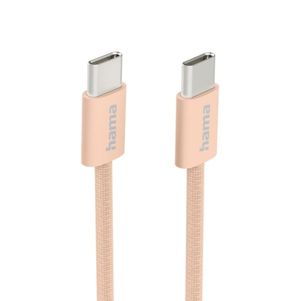 HAMA Кабел за зареждане "Fabric", USB-C - USB-C, 1 m, Nylon, оранжев 2