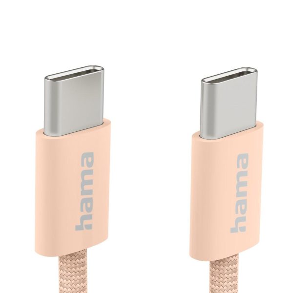 HAMA Кабел за зареждане "Fabric", USB-C - USB-C, 1 m, Nylon, оранжев 4