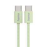HAMA Кабел за зареждане "Fabric", USB-C - USB-C, 1 m, Nylon, зелен 1