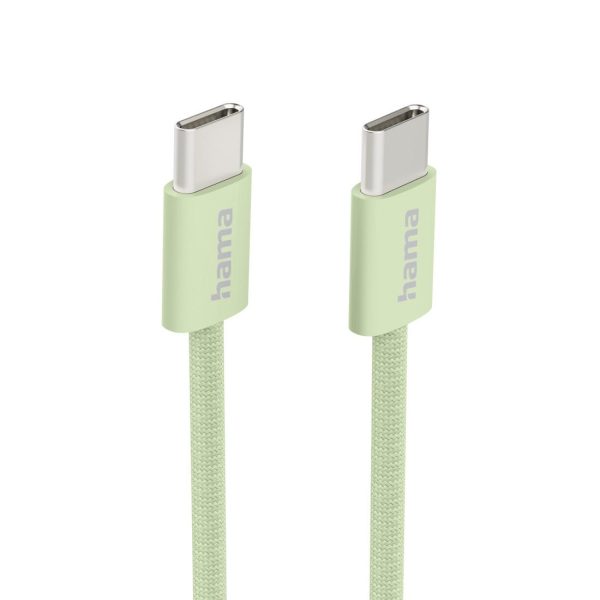 HAMA Кабел за зареждане "Fabric", USB-C - USB-C, 1 m, Nylon, зелен 2