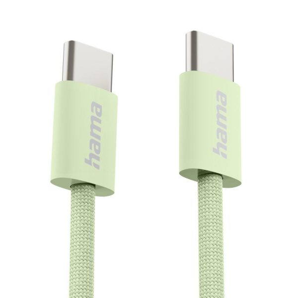 HAMA Кабел за зареждане "Fabric", USB-C - USB-C, 1 m, Nylon, зелен 3