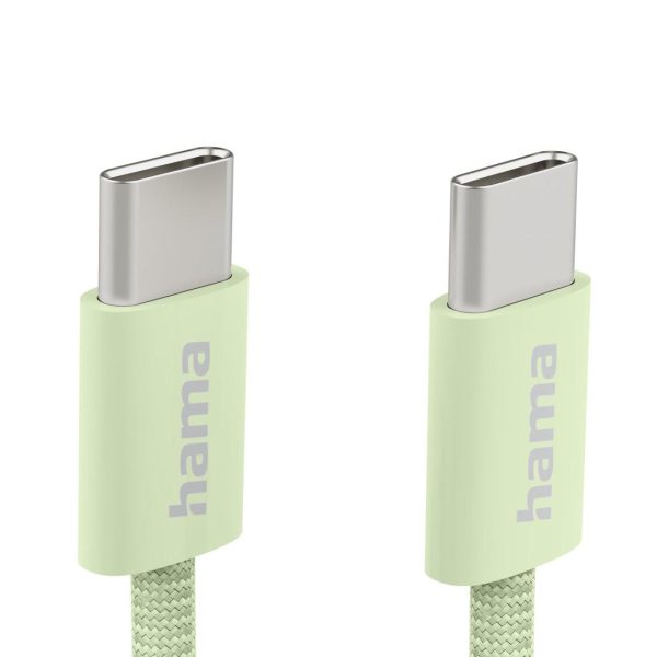 HAMA Кабел за зареждане "Fabric", USB-C - USB-C, 1 m, Nylon, зелен 4