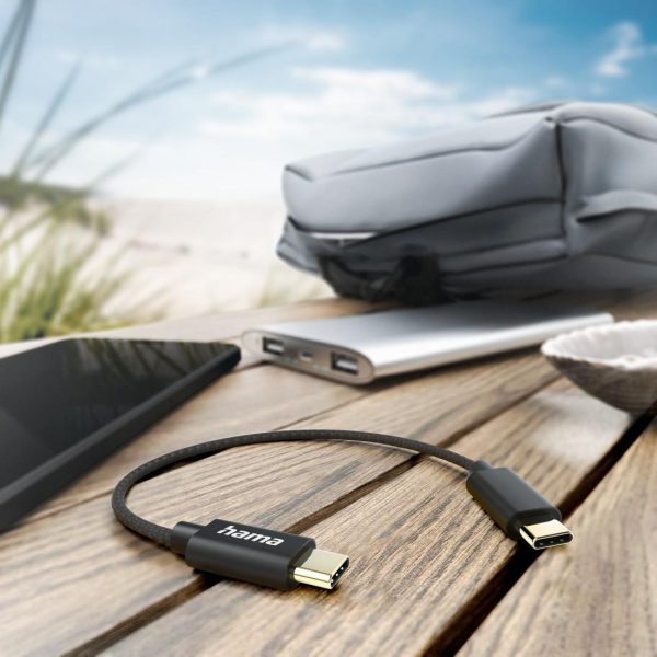 HAMA Кабел за зареждане, USB-C -USB-C, 0.2м, черен 2