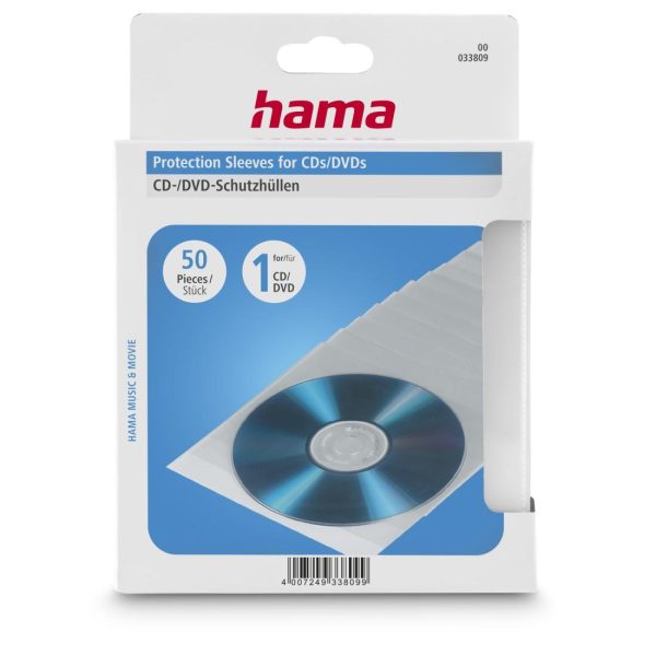 HAMA Предпазни пликове за CD/DVD, 50 бр, прозрачни 1