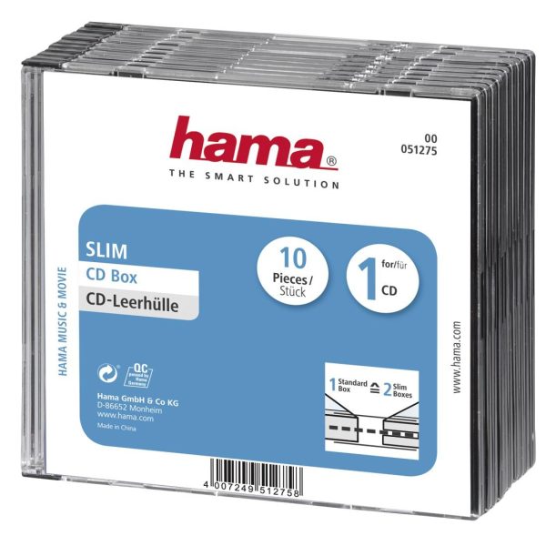 Hama Slim CD кутийки за дискове, опаковка от 10 бр, 51275 1