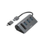 HAMA USB хъб/четец на карти, 5 портов, 3x USB-A, SD, microSD, вкл. USB-C адаптер 1