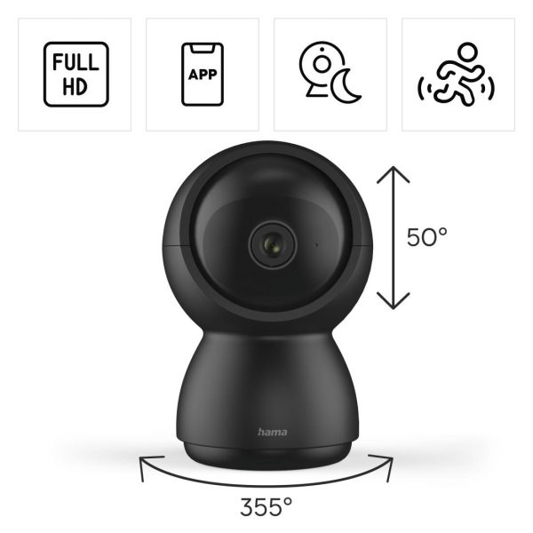 HAMA WiFi камера 1080p, за закрити помещения, въртяща се, сензор за движение, черна 14