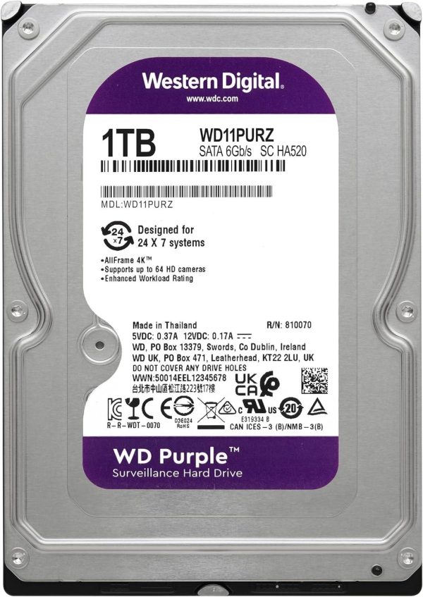 Хард диск WD Purple WD11PURZ, 1TB, 5400rpm, 64MB, SATA 3 2