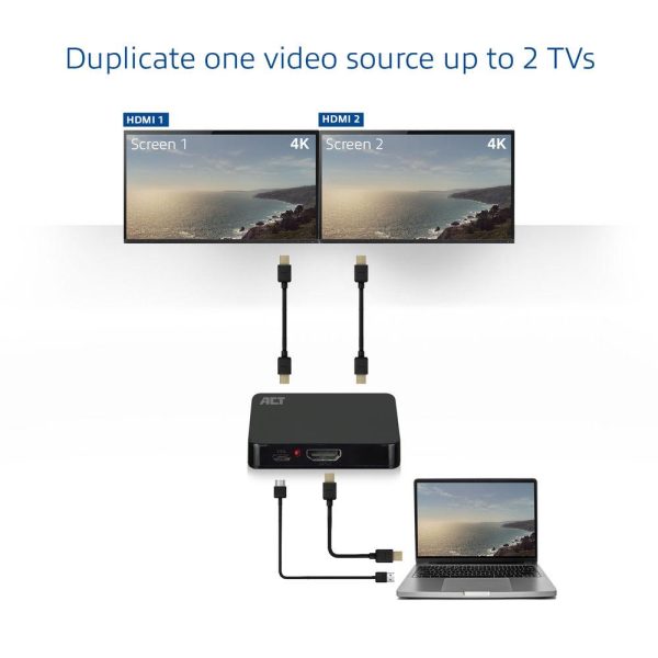 HDMI Сплитер ACT AC7835, 1/2, 4K@30Hz, USB, Черен 3