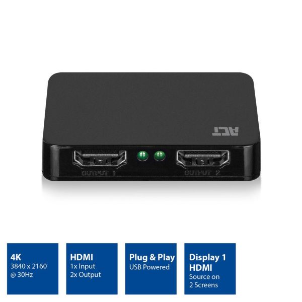 HDMI Сплитер ACT AC7835, 1/2, 4K@30Hz, USB, Черен 4