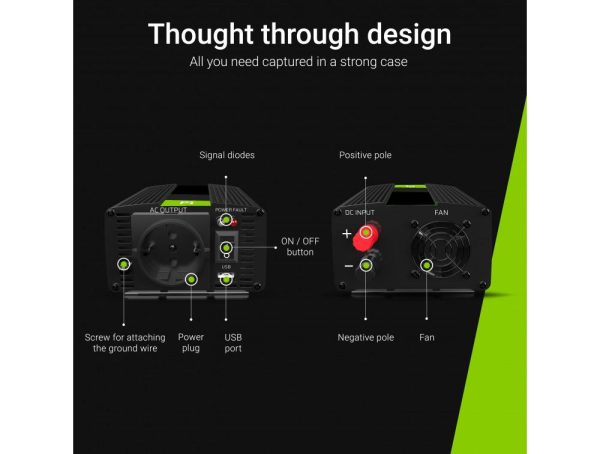Инвертор GREEN CELL, 12/220V,  DC/AC, 1000W/2000W, Чиста синусоида 3