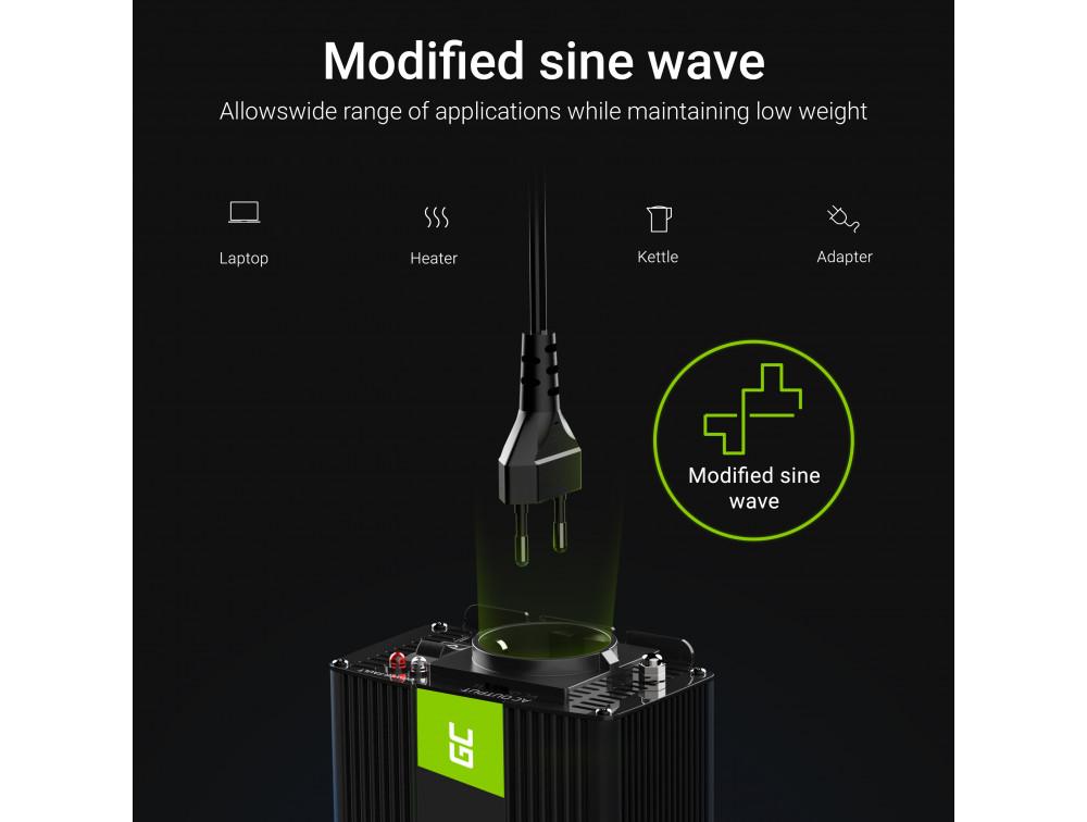 Инвертор GREEN CELL, 12/220V, DC/AC 1000W/2000W, Модифицирана синусоида 4