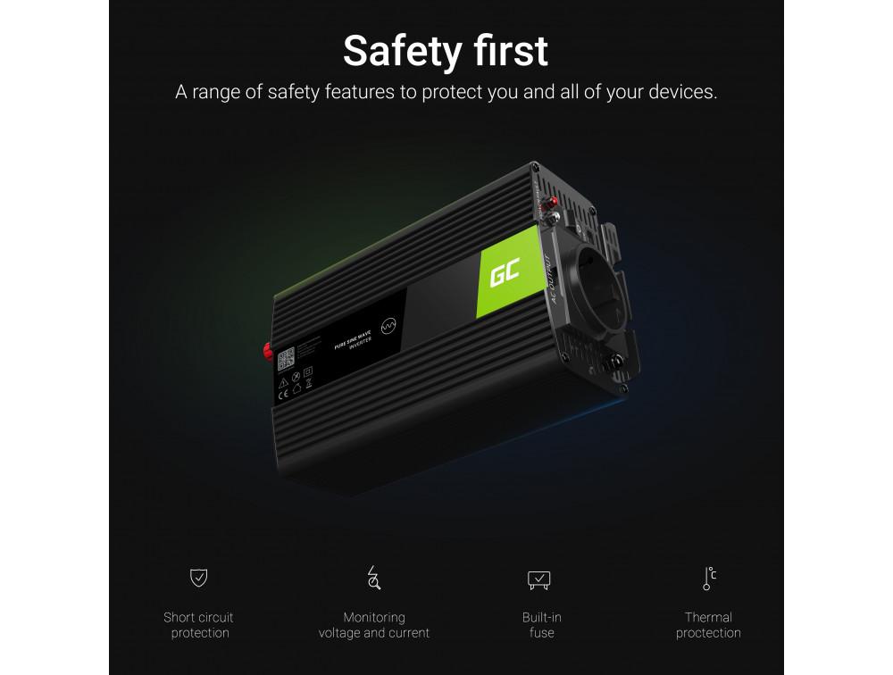 Инвертор GREEN CELL, 12/220V, DC/AC 1000W/2000W, Модифицирана синусоида 5