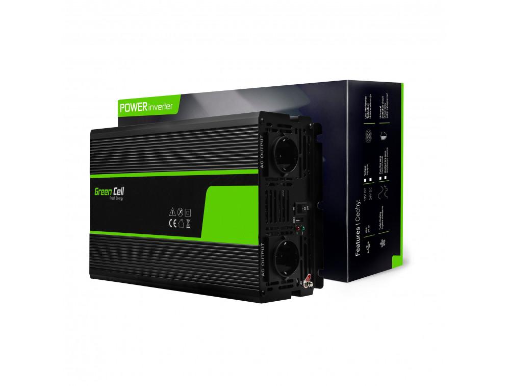 Инвертор GREEN CELL, 12/220V, DC/AC, 2000W/4000W, Чиста синусоида 2