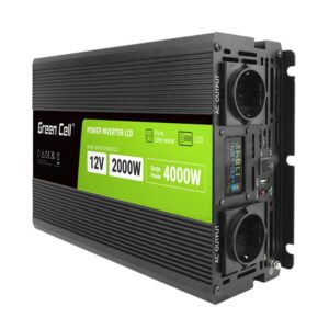 Инвертор GREEN CELL, 12/220V, DC/AC, 2000W/4000W, INVGCP2000LCD LCD Чиста синусоида 1