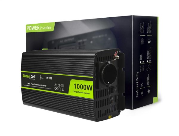 Инвертор GREEN CELL 24V/1000W  чиста синусоида 2