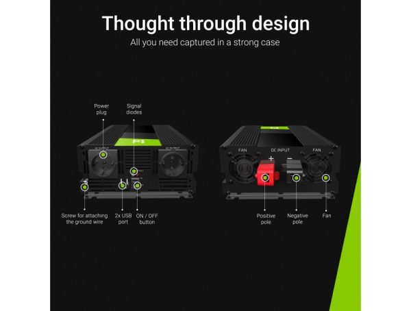 Инвертор GREEN CELL 24V/1500W  чиста синусоида 3