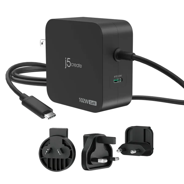 j5create JUP25102V Зарядно 220V-  GaN 102W  USB-C 2порта- за лаптопи, таблети, телефони 1