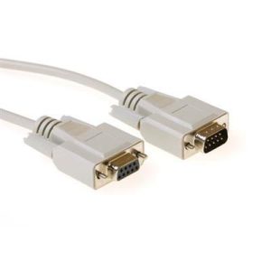 Кабел ACT AK2309, Serial D-sub 9 pin мъжко - D-sub 9 pin женско, 10м, Бял, Булк 1