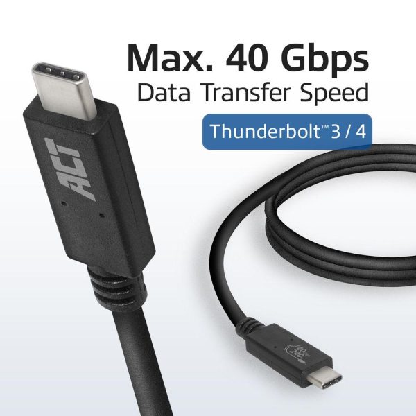 Кабел ACT USB-C - USB-C, 0.8 м / USB4, 40Gbps, 240W, сертифициран USB-IF 5