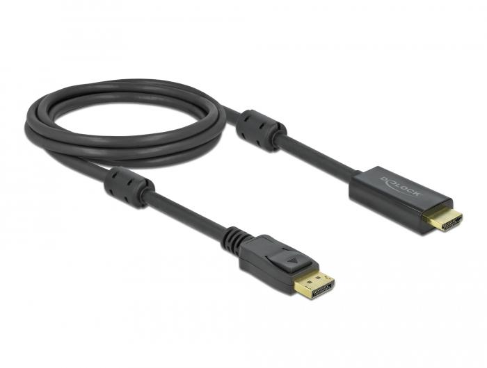Кабел Delock DisplayPort мъжко - HDMI мъжко, 2 м., 4K 60Hz, Черен 1