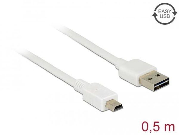 Кабел DeLock EASY, USB 2.0 Type-A мъжко > USB 2.0 Type Mini-B мъжко 0.5 m 2