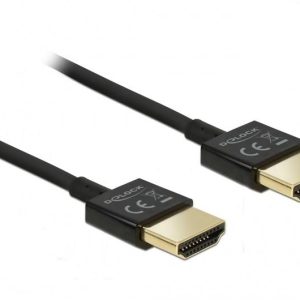 Кабел Delock HDMI-A мъжко - HDMI-A мъжко, Ethernet, 3D, 4K, 0.25 м, Черен 1