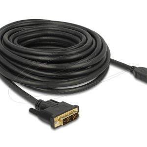 Кабел Delock HDMI мъжко - DVI-D 18+1 (Single Link )мъжко, 10м, двупосочен, black 1