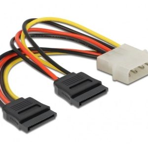 Кабел DeLock Power Molex 4 Pin мъжко към 2 x SATA 15 Pin, 16 cm 1