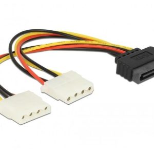 Кабел DeLock Power SATA 15pin към 2x 4pin Molex женско, 20cm 1